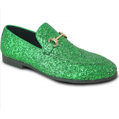 Emerald Green Sparkle Slip-on Tuxedo Shoes